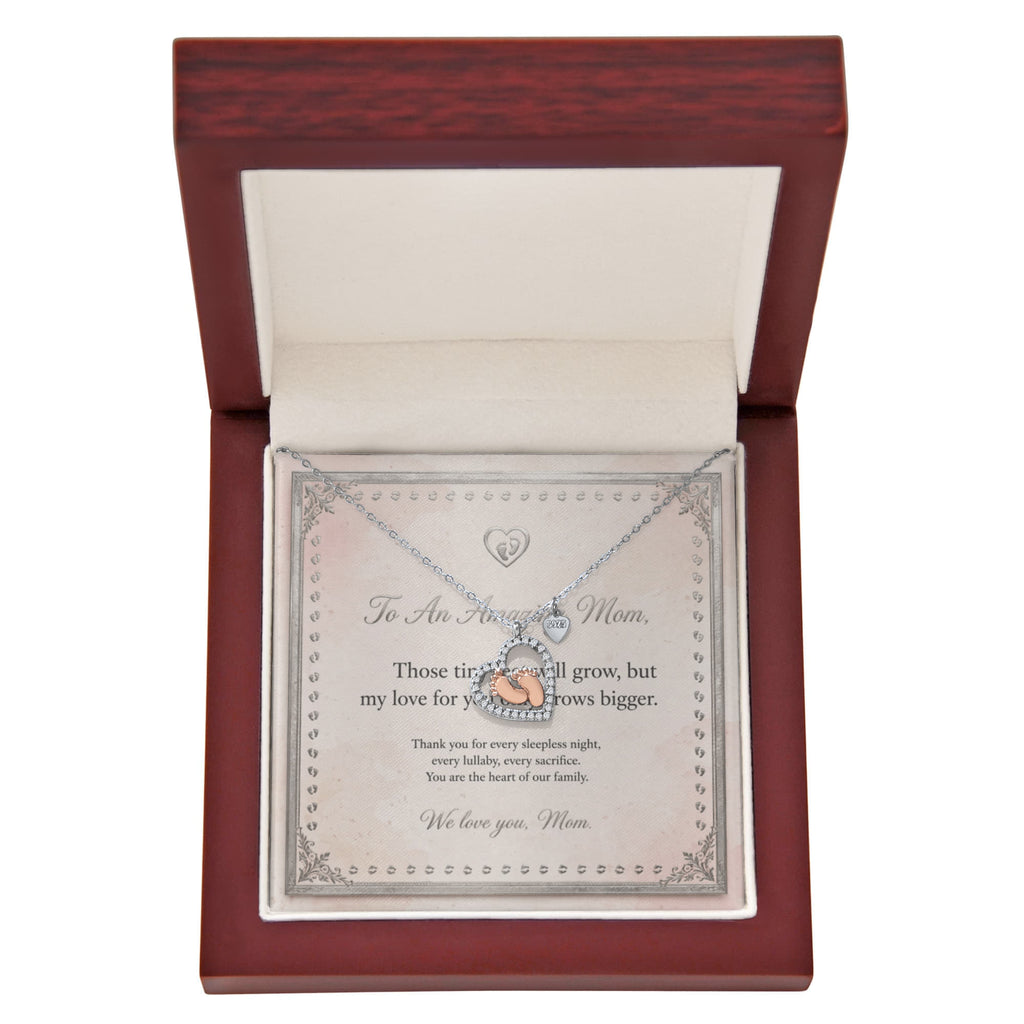 Baby Feet Heart Necklace with Message Card — Gift for New Mom | AYAZAN